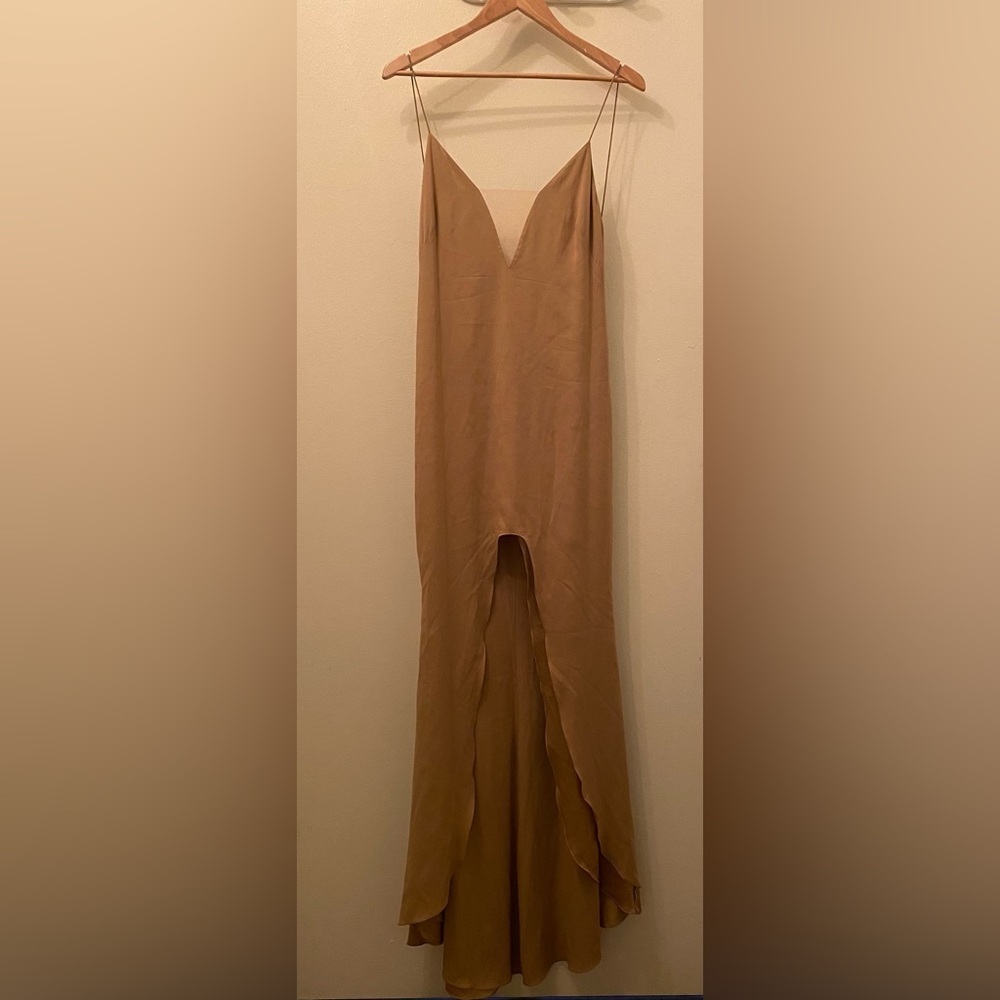 Rue De Seine Tan Maxi Slip Dress with Slit